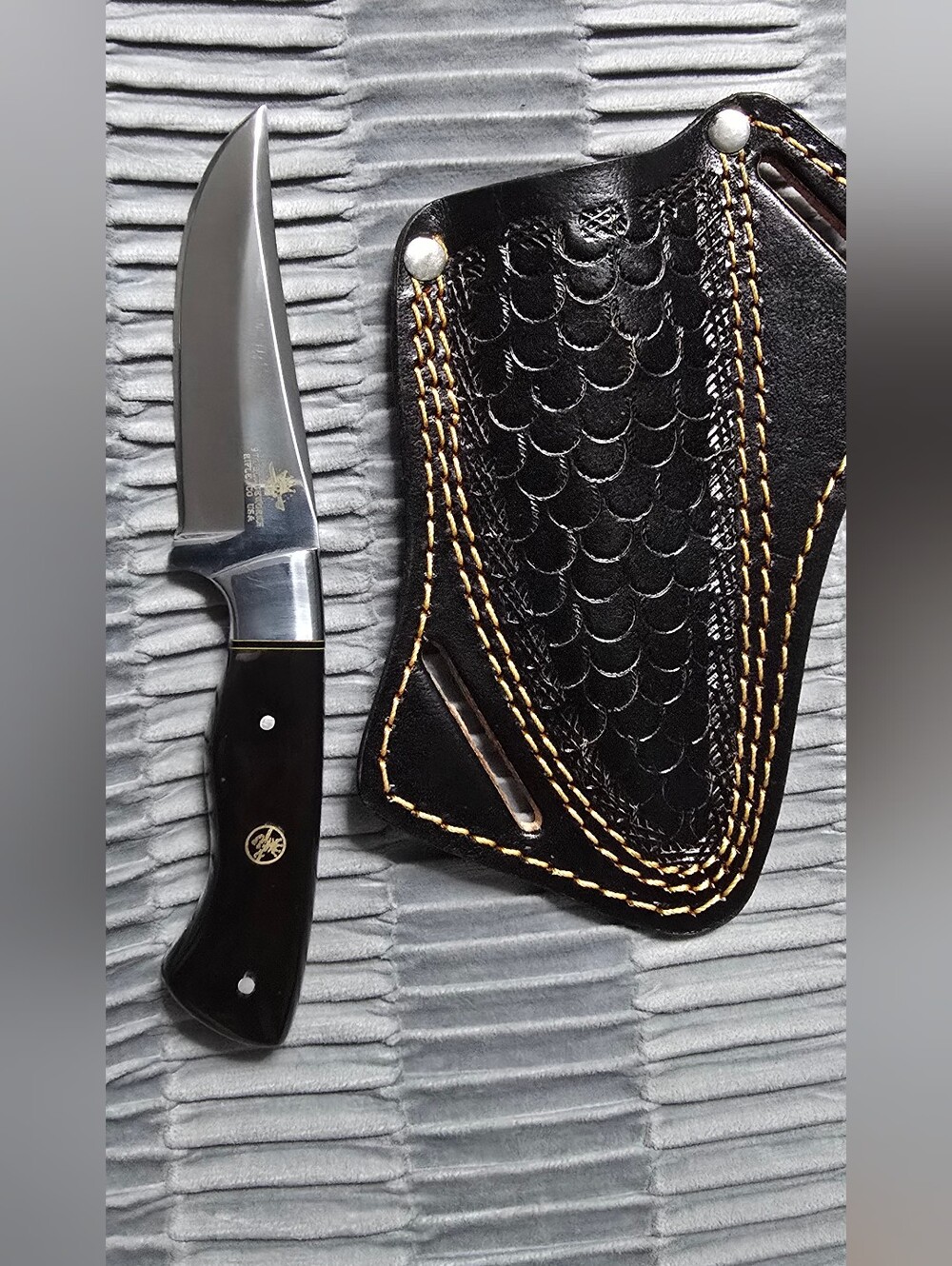 970 BladeWorks Hand Forged Fixed Blade Cross Sheath Black Handle Made In USA🔥